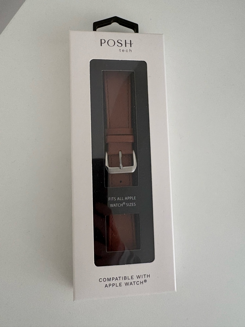 Faux Brown Leather Watch Band with Silver Buckle